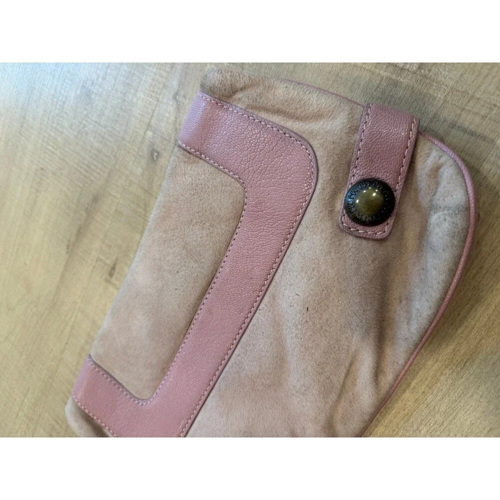 Marc by Marc Jacobs Blush Pink Suede & Leather Foldover Clutch Bag